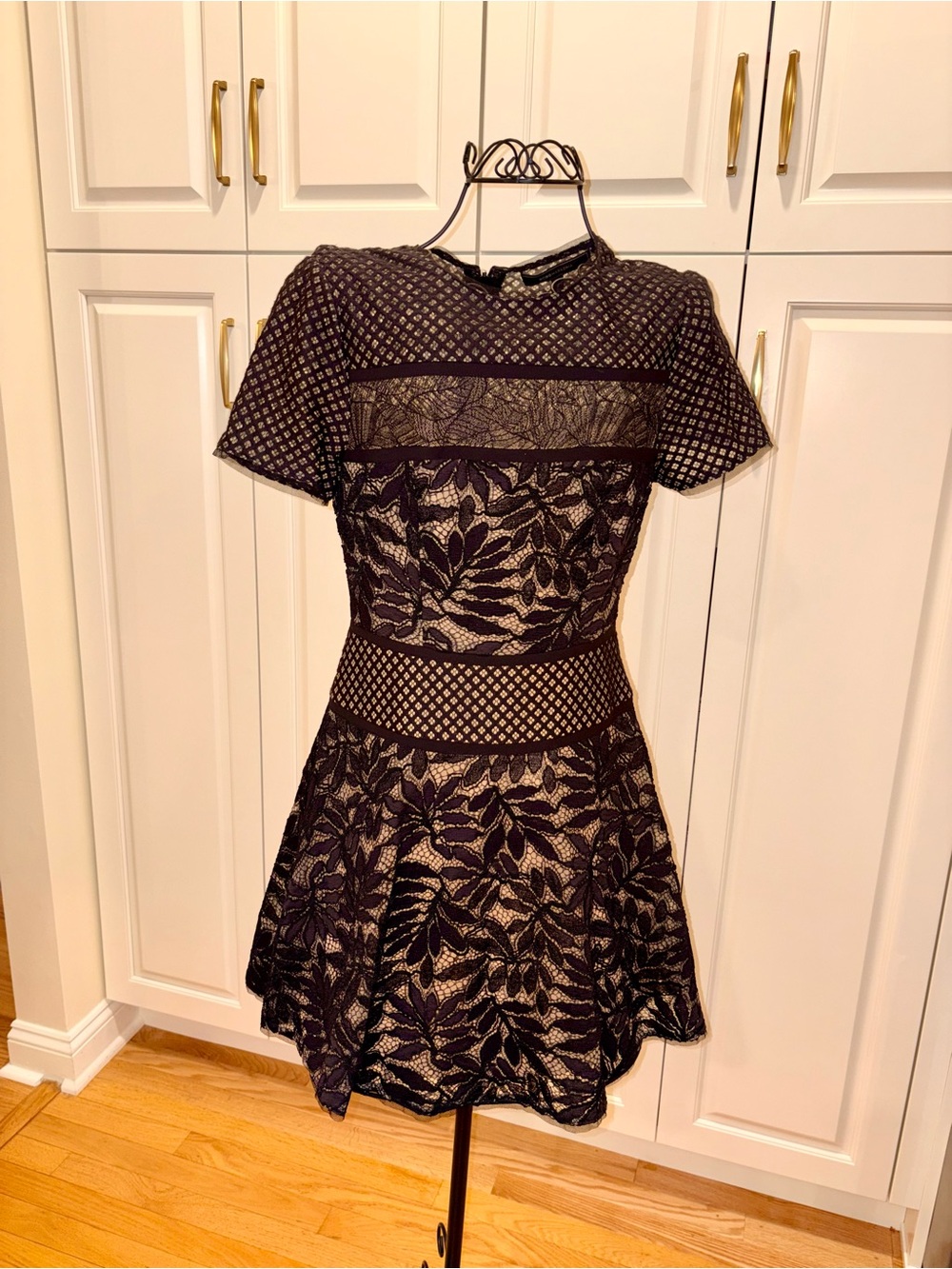 BCBGMaxAzria Black Lace Fit-and-Flare Mini Dress